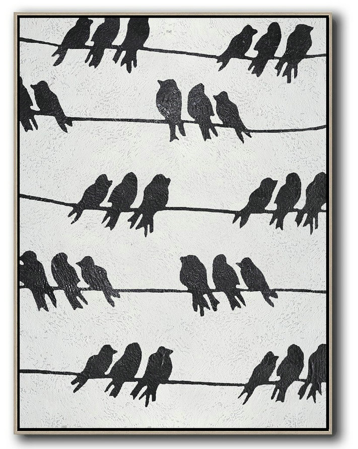 Original Art Acrylic Painting,Black And White Minimal Painting On Canvas - Large Contemporary Painting